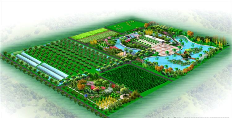 农业观光旅游生态园设计效果图 培养室果树玻璃温室种植栽植大棚